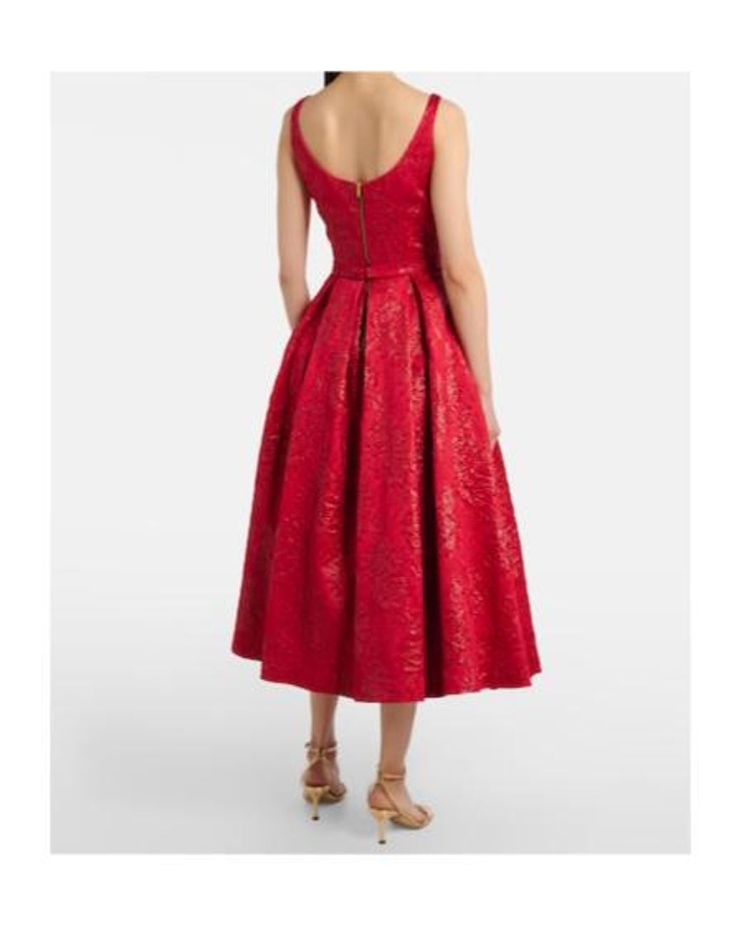 Safiyaa Red Asher Floral Jacquard Midi Dress