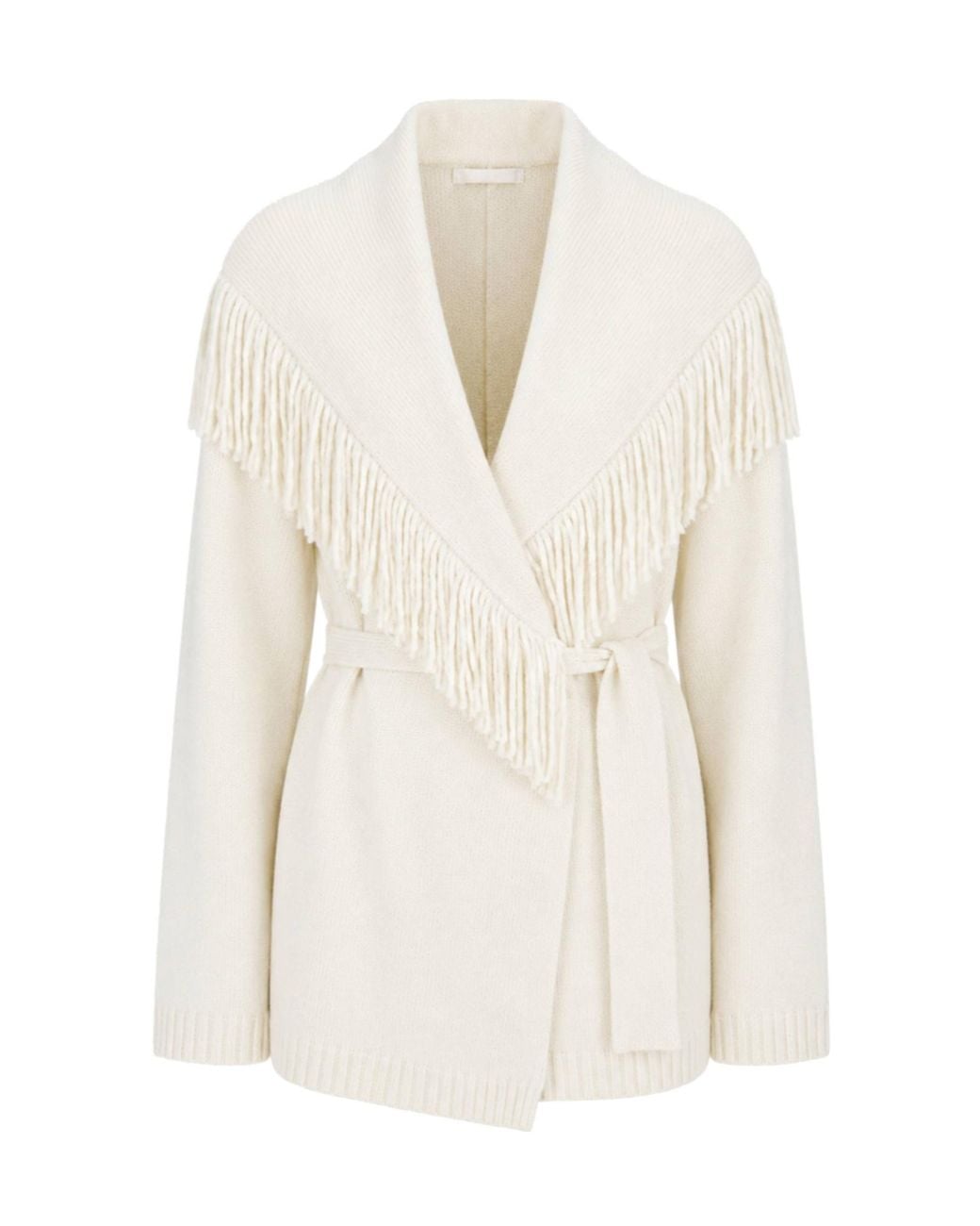 FEDERICA TOSI White Fringed Belted Cardigan
