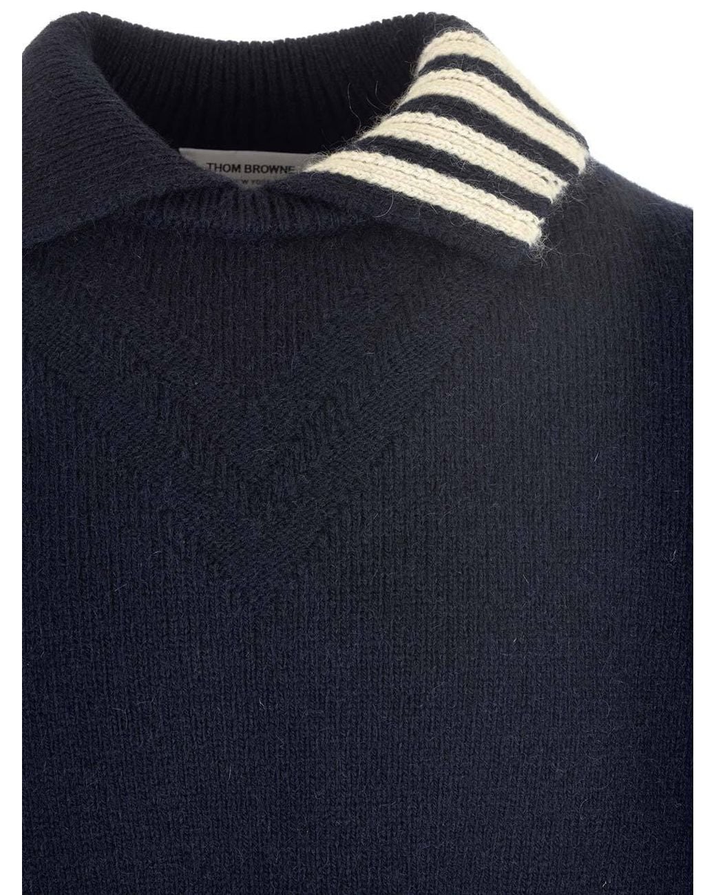 Thom Browne Blue Bar Striped Jumper for men