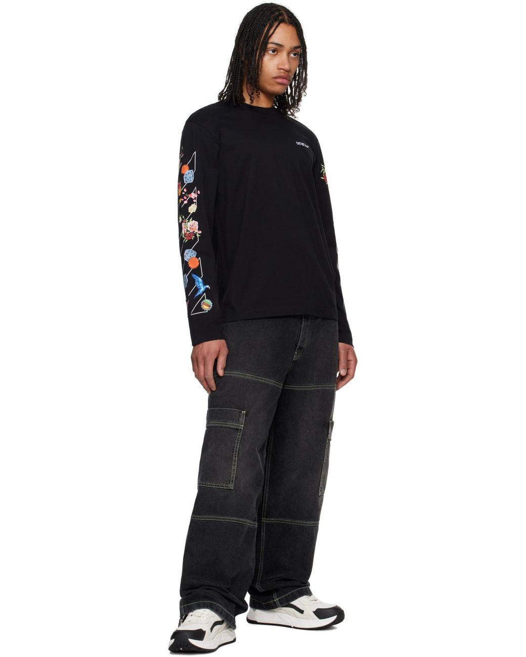 Off-White c/o Virgil Abloh Black Diag-Stripe Crewneck T-Shirt for men