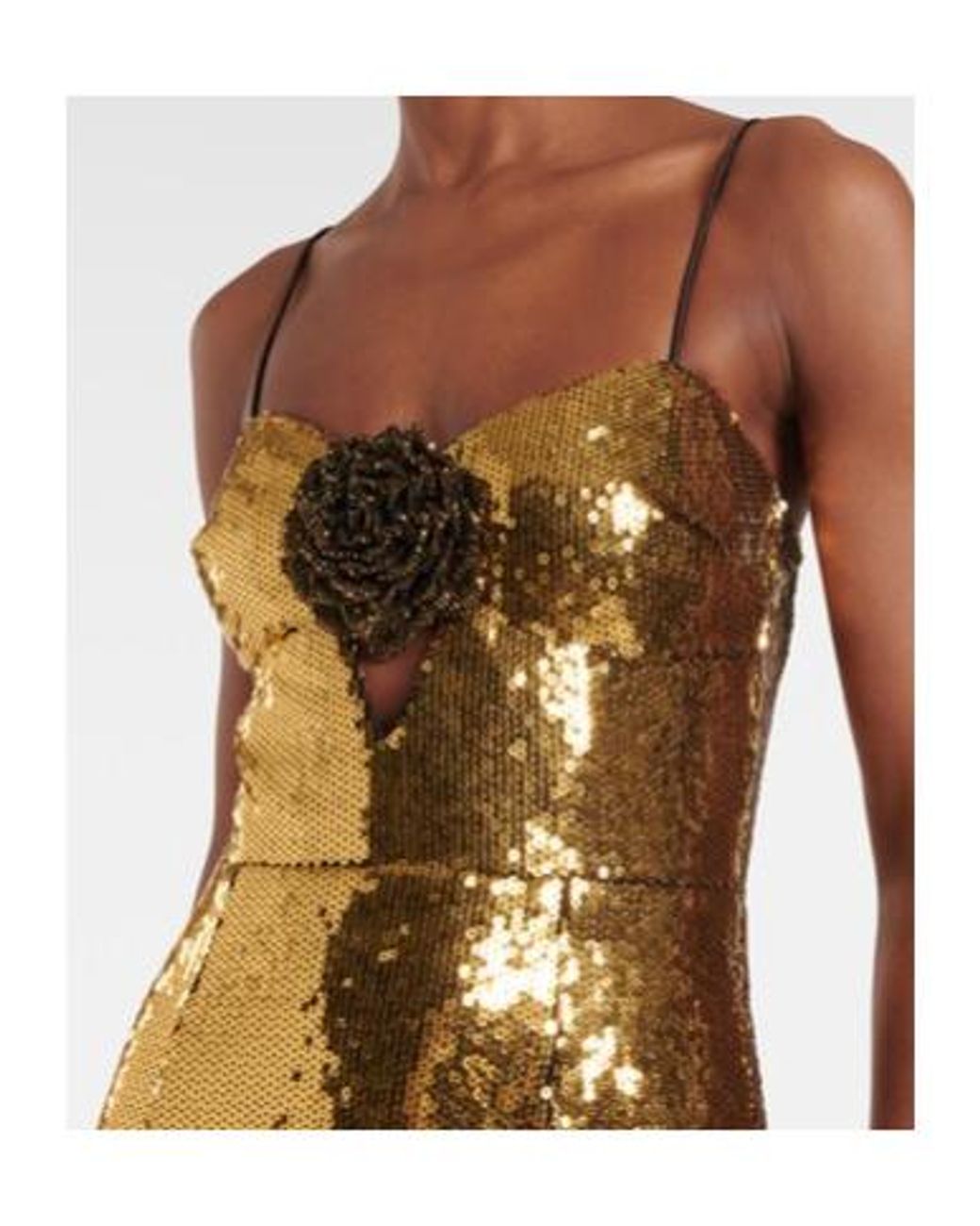 Rebecca Vallance Metallic Gloria Sequined Floral-Applique Gown