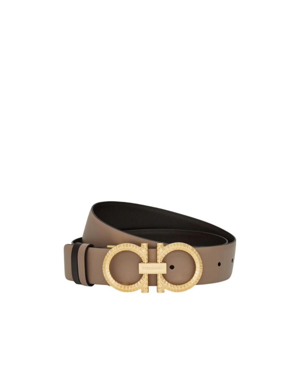 Ferragamo White Knurled Gancini Reversible And Adjustable Belt