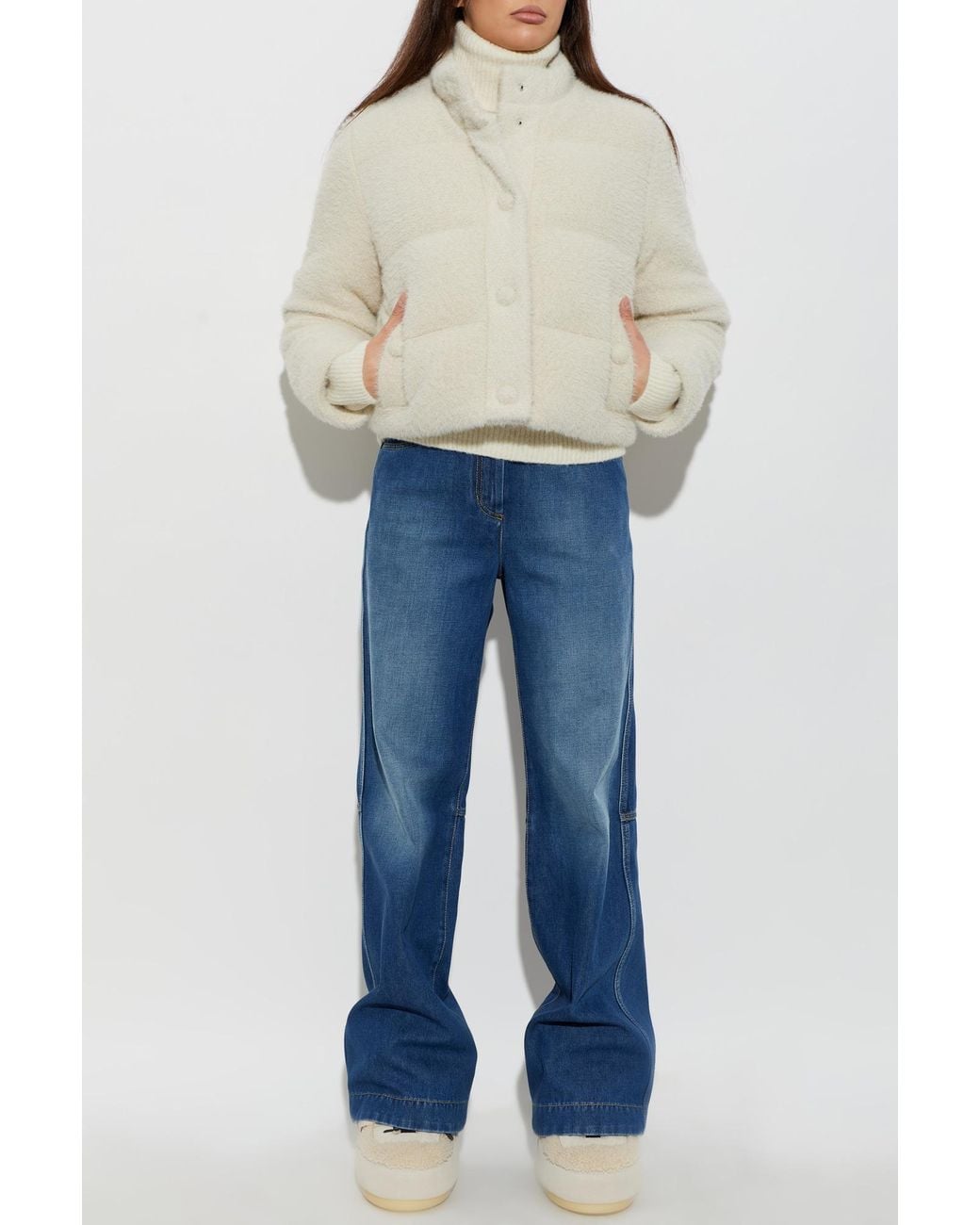 Moncler White Long-Sleeved Down Jacket