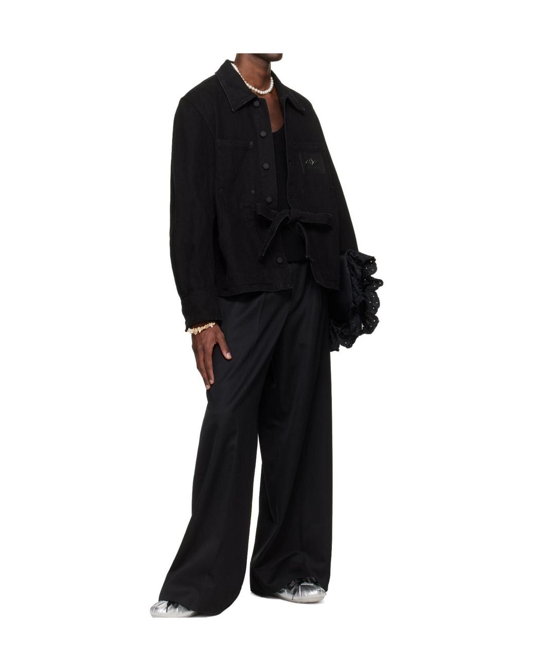Simone Rocha Black Pearl-Embellished Trousers for men