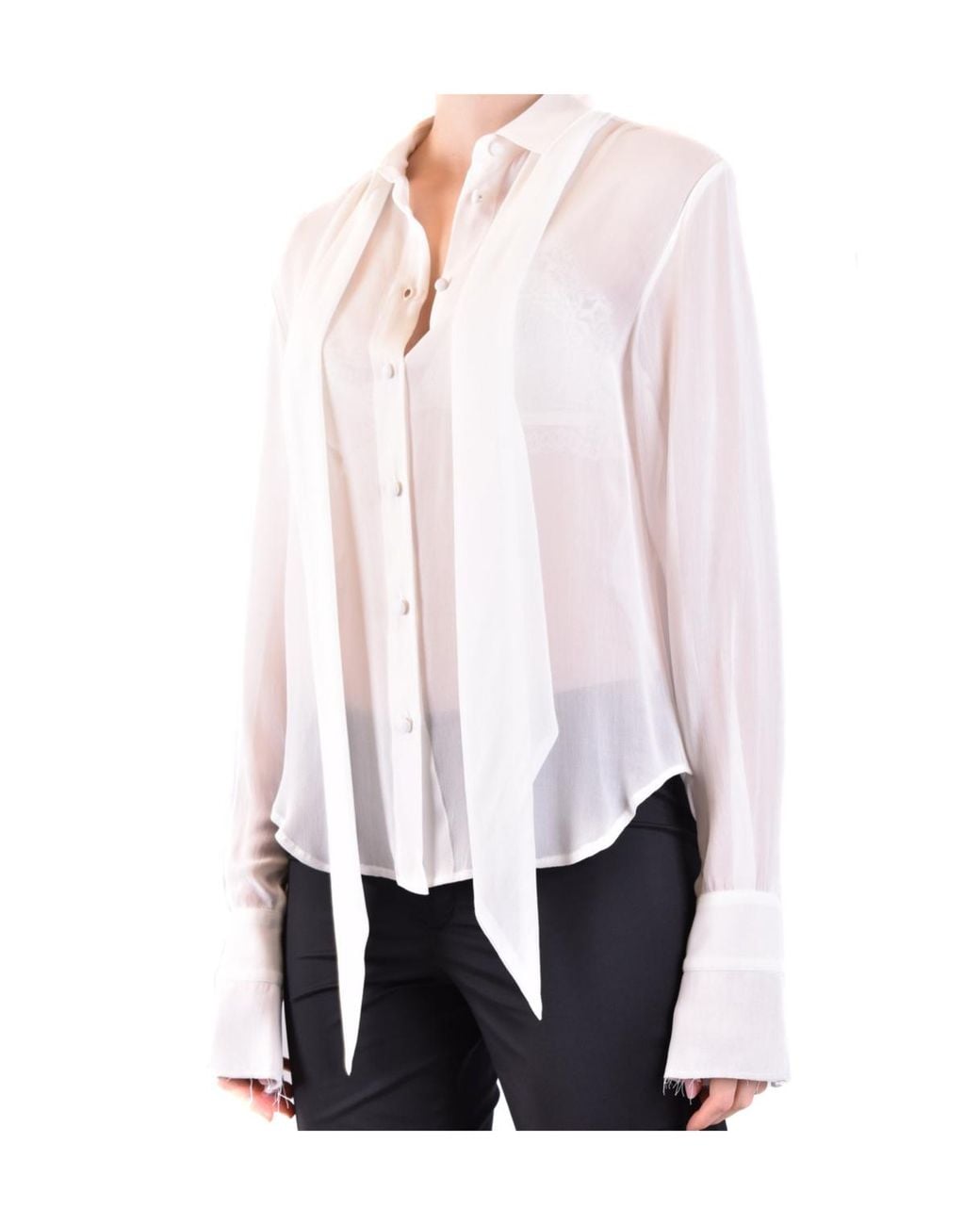 Philosophy Di Lorenzo Serafini White Raw-Edge Long-Sleeved Buttoned Shirt