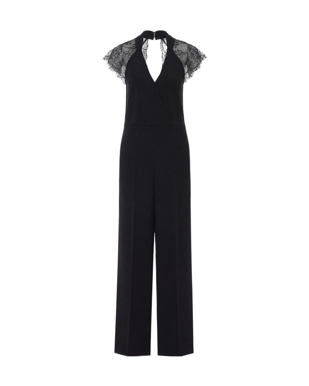 Twinset Blue Lace V-Neck Jumpsuit