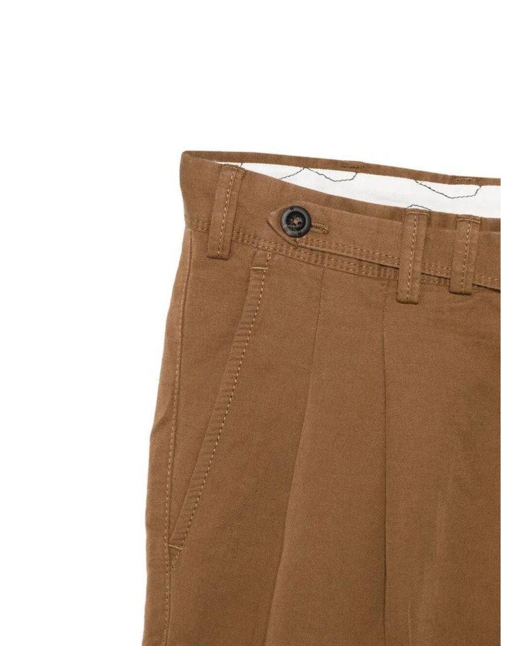 PT01 Brown Cuffed Trousers for men