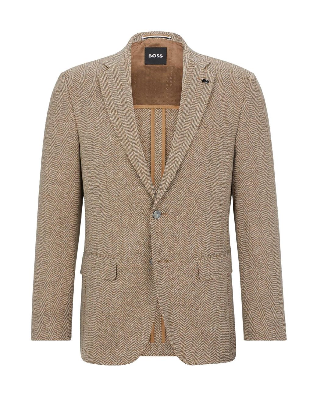 Boss Brown Single-Breasted Blazer for men