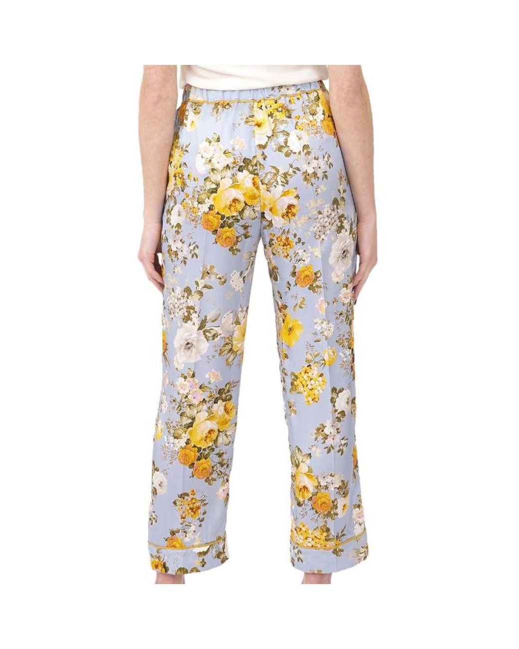 Jucca White Floral Straight-Leg Pants