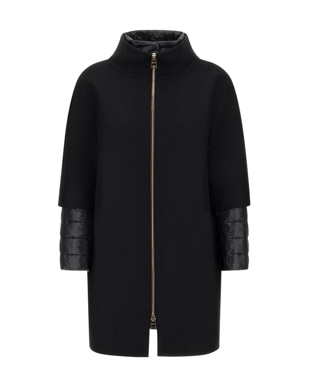 Herno Black Ecowool And Nylon Ultralight Coat