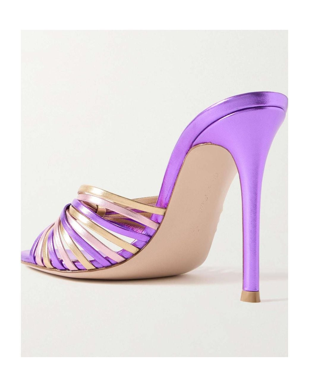 Gianvito Rossi Pink 70 Embellished Metallic Leather Sandals