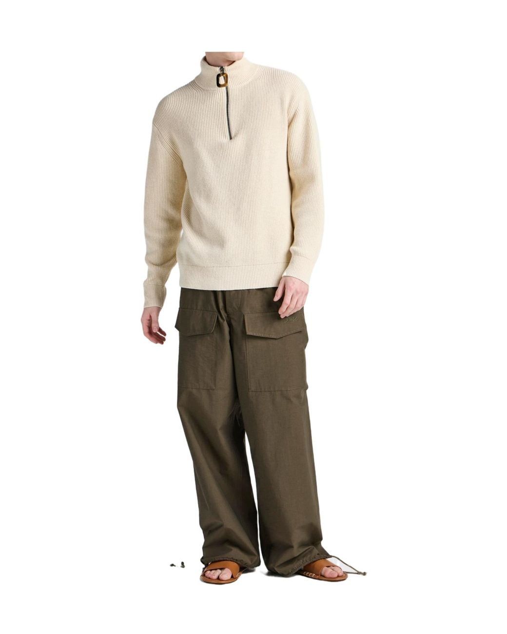 J.W. Anderson Natural Jw Anderson Long-Sleeved Half-Zip Jumper for men