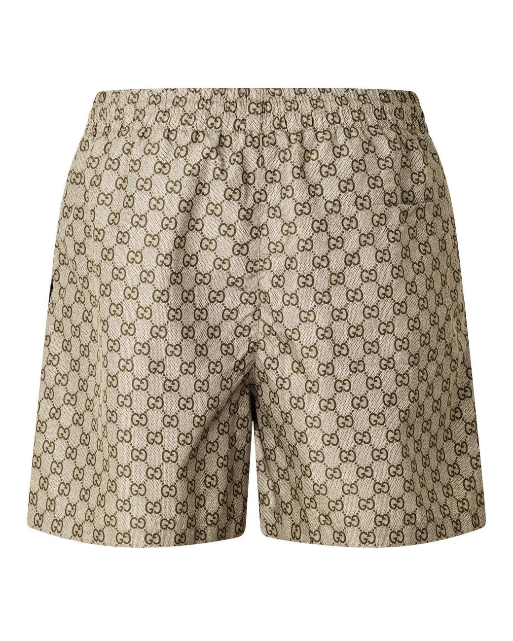 Gucci Natural Monogram Print Elastic Waist Shorts for men