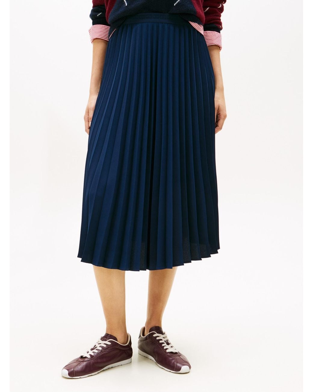 Tommy Hilfiger Blue Pleated Midi Skirt