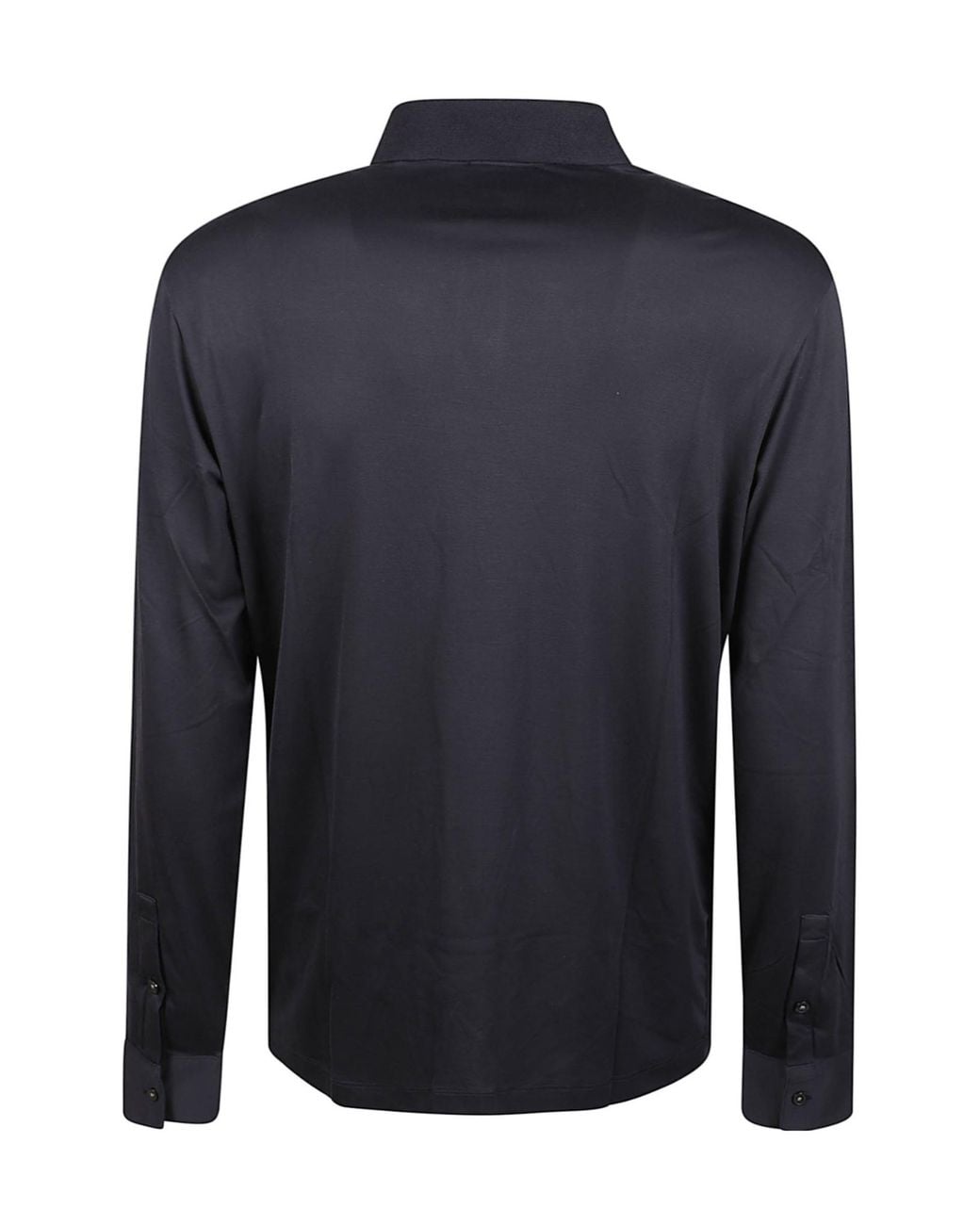 Emporio Armani Blue Logo-Detailed Long-Sleeved Polo Shirt for men