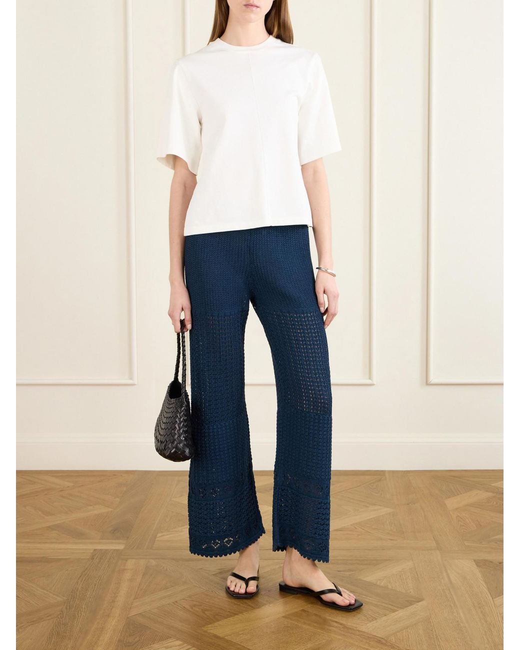 Eres Blue Crocheted Straight-Leg Pants