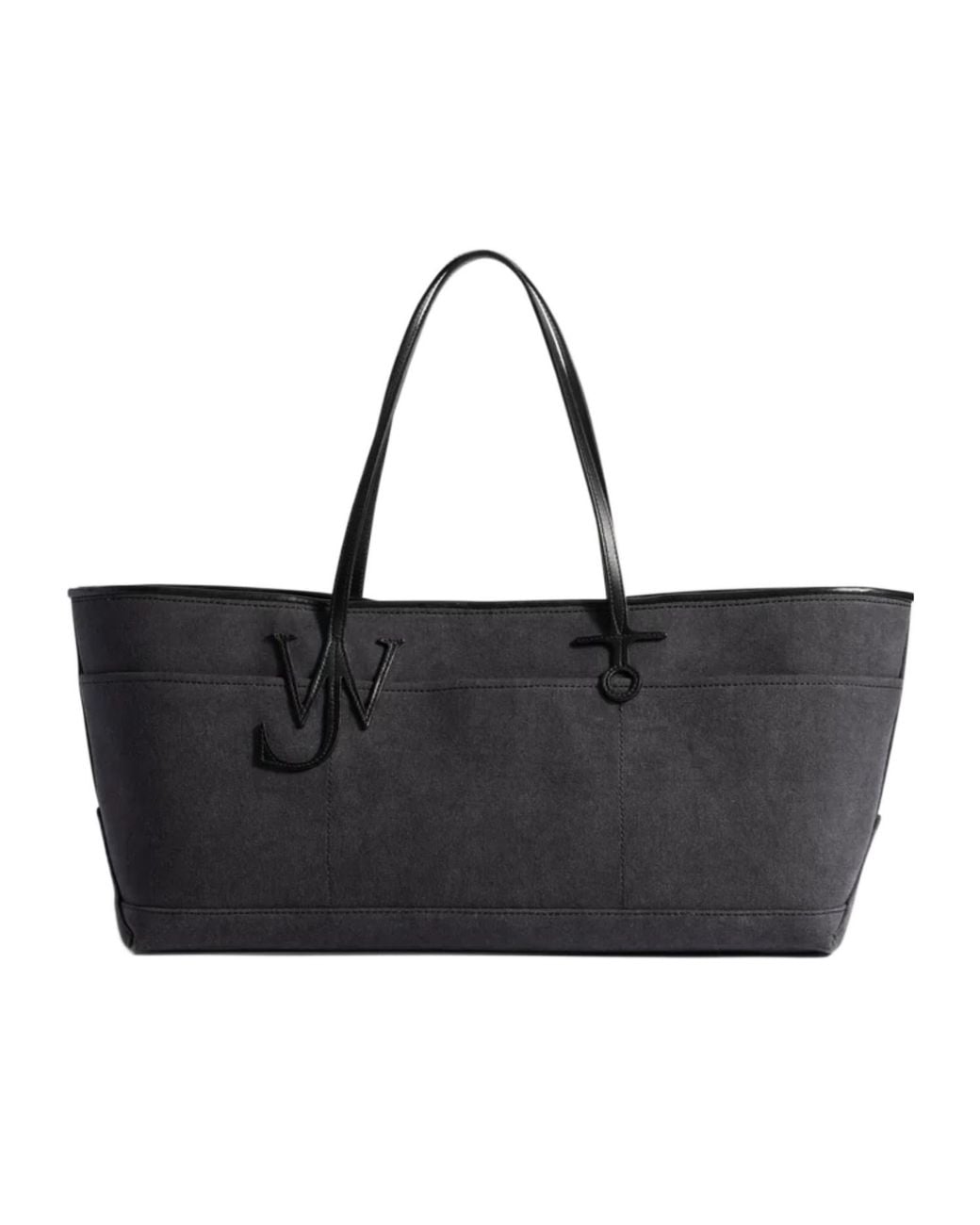 J.W. Anderson Black Stretch Anchor Canvas Leather Tote for men