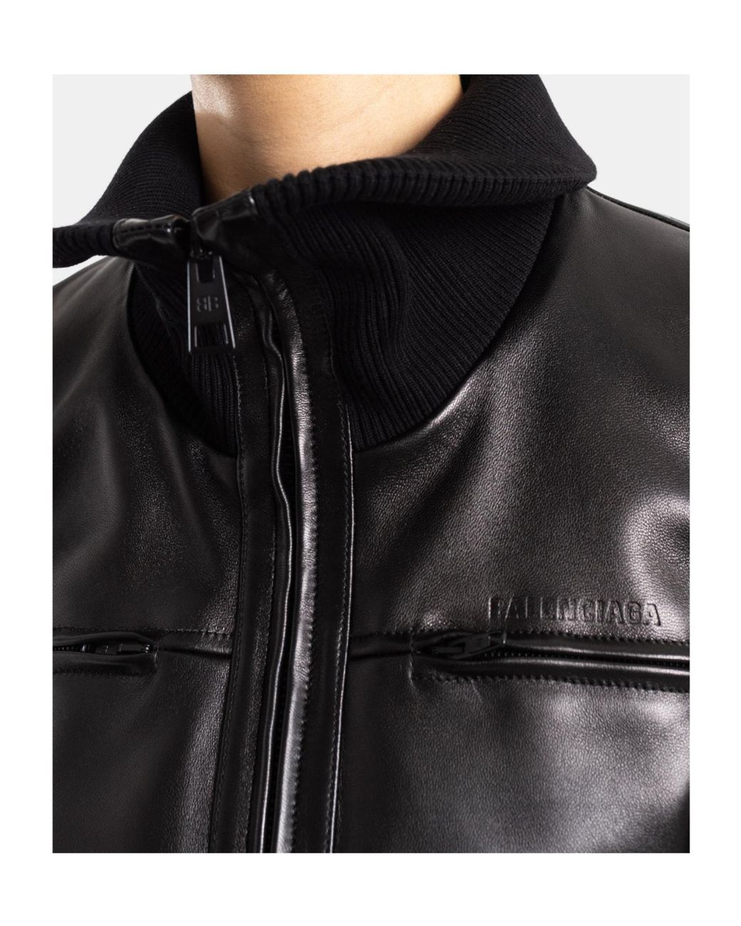 Balenciaga Black Ribbed-Trim Zip-Up Jacket