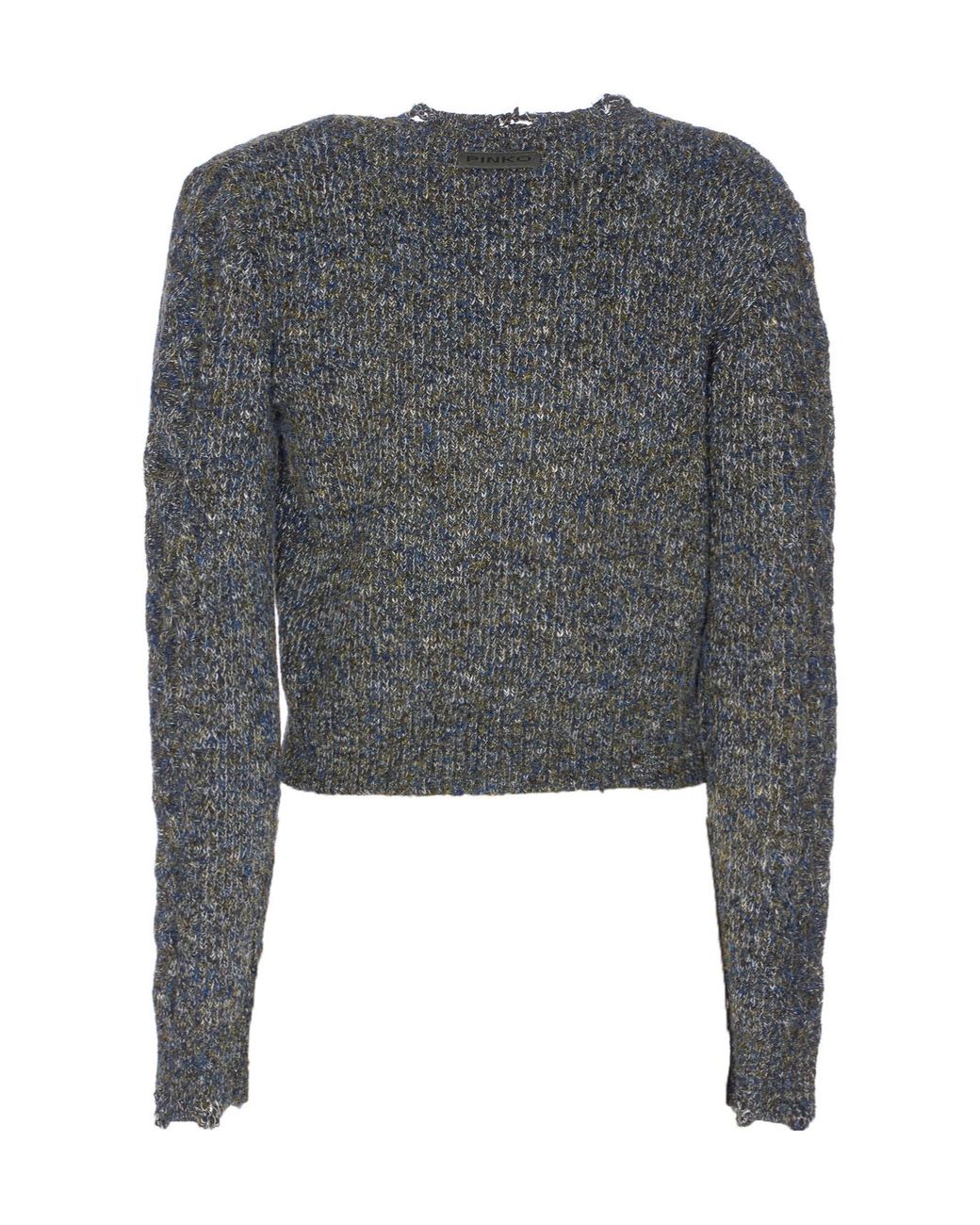 Pinko Gray Cable Knit Short Mouliné Cardigan