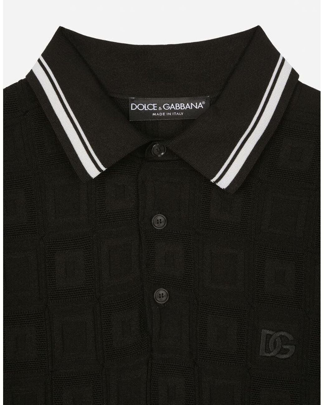 Dolce & Gabbana Black Logo-Embroidered Polo Shirt for men