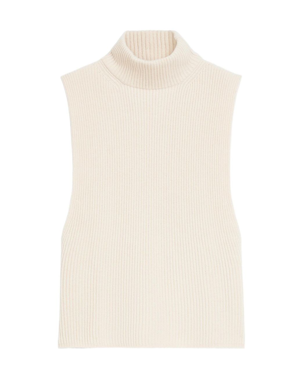 Max Mara White Cashmere Blended Yarn Vest