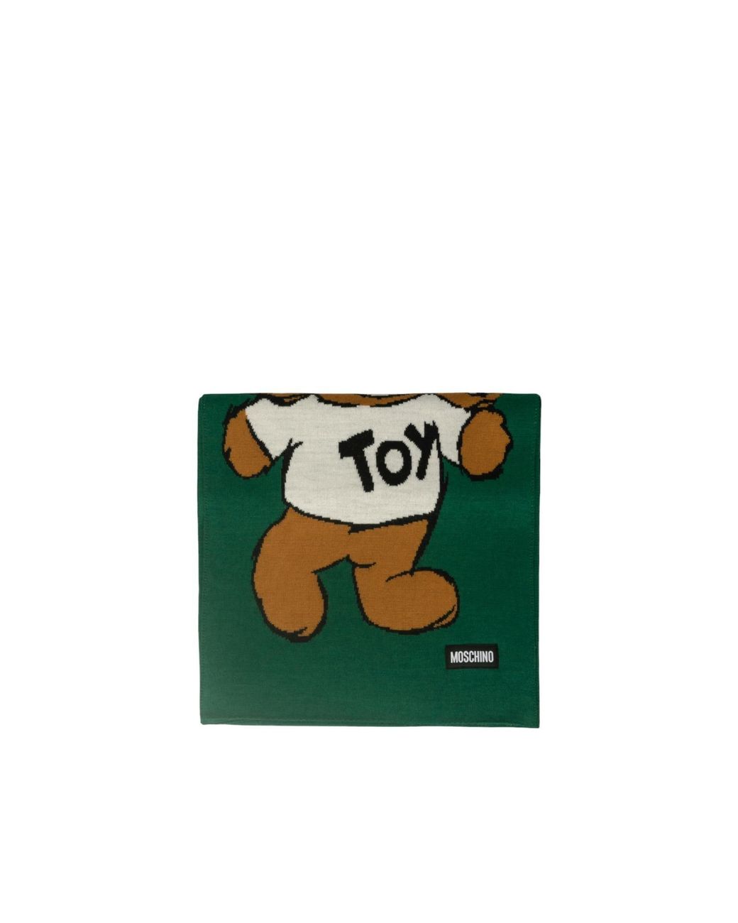 Moschino Green Teddy Bear Pattern Scarf for men