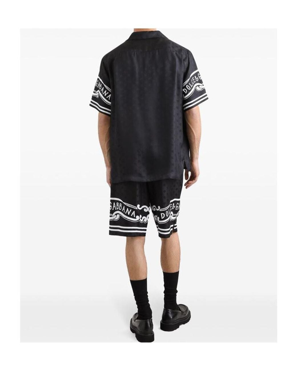 Dolce & Gabbana Black Bandanna Printed Denim Shirt for men