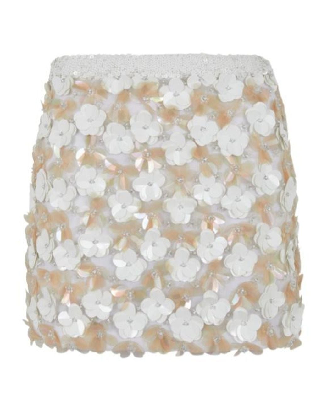 P.A.R.O.S.H. White Sequined Midi Skirt