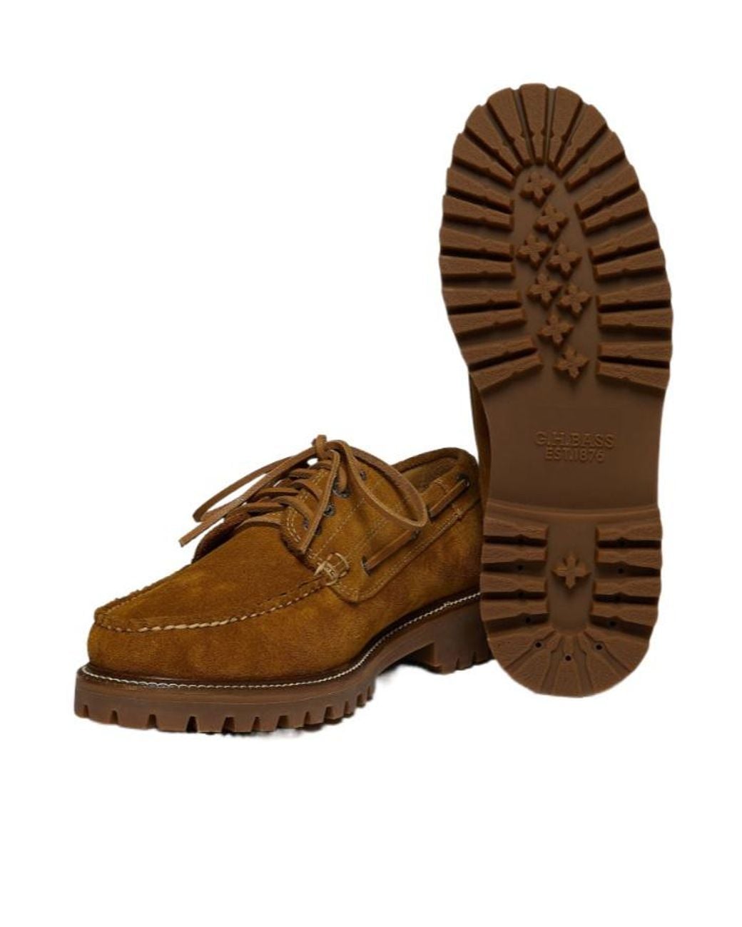 G.H.BASS Brown Laced Moccasin Shoes for men
