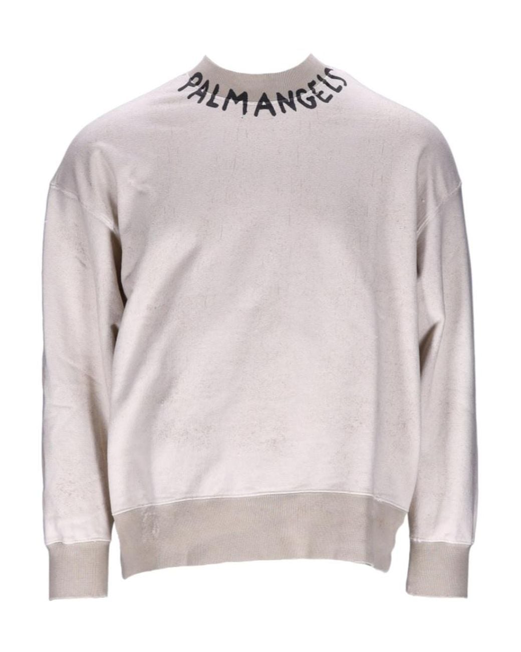 Palm Angels Gray Logo Printed Crewneck Sweatshirt for men