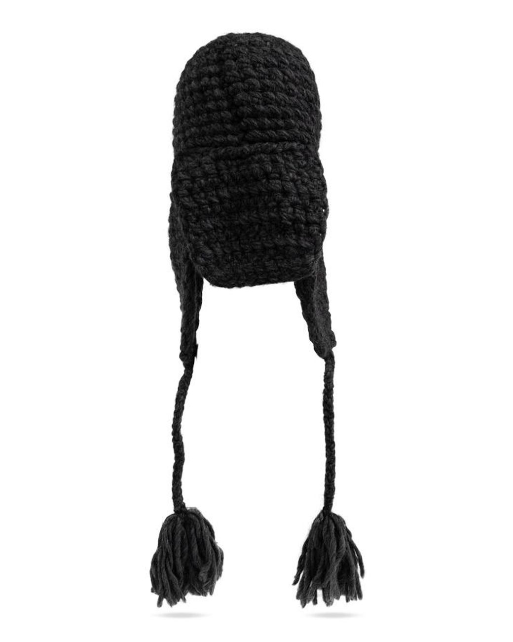 Etro Black Crochet Tassel Earflap Hat