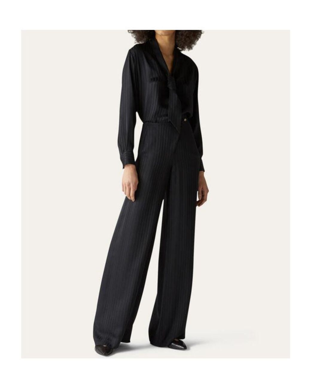 Loro Piana Black Dresden Wide-Leg Trousers