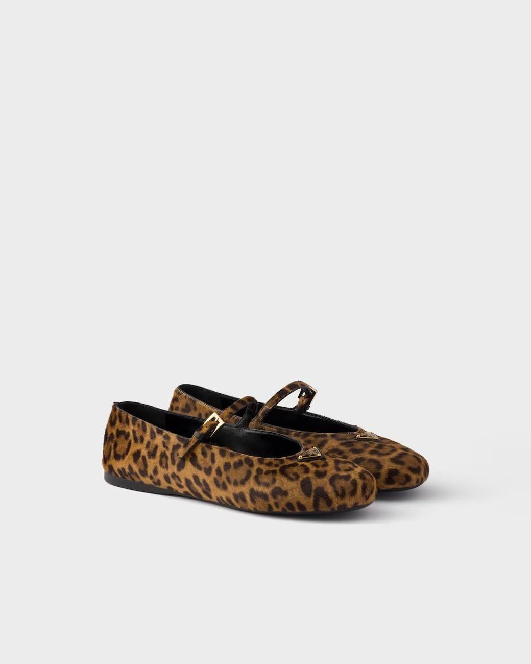 Prada Brown Printed Leather Ballerinas