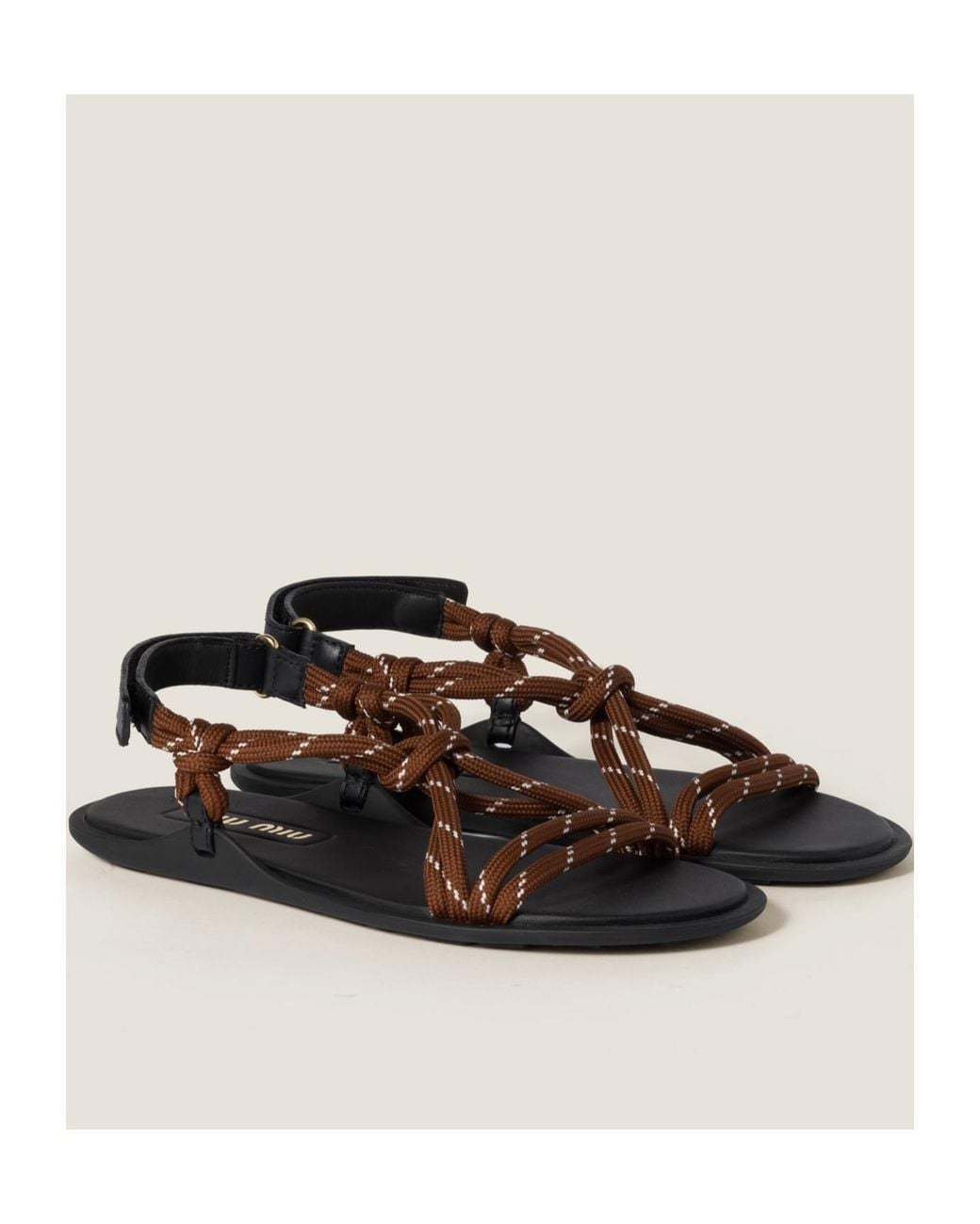 Miu Miu Brown Rivière Cord And Leather Sandals