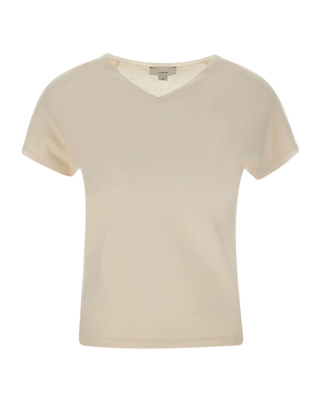 Vince White Short Sleeve V-Neck Knitted Top