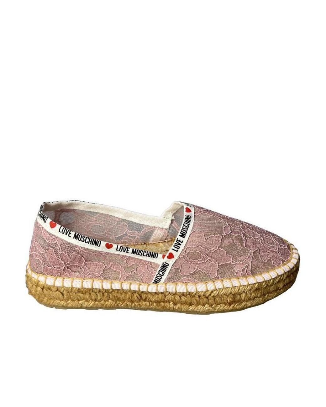 Moschino Pink Floral Lace Espadrilles