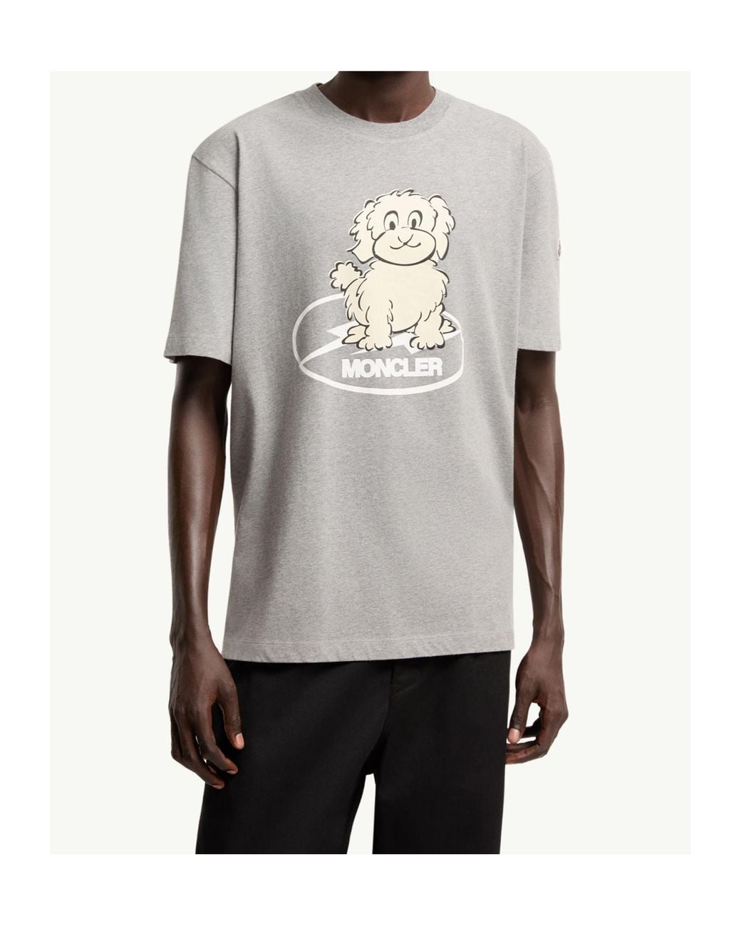 Moncler Gray X Fragment Dog Print Cotton T-Shirt for men