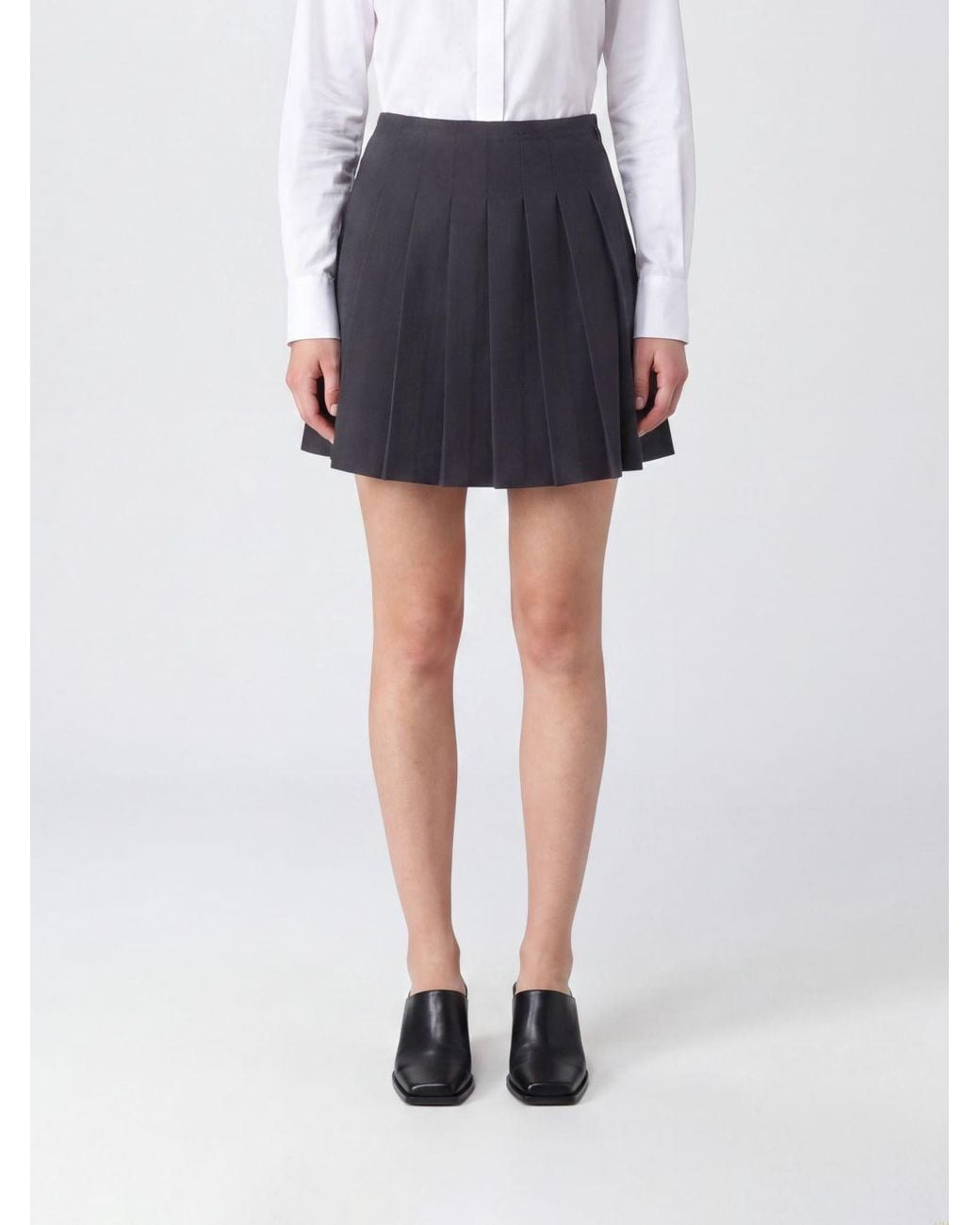 MM6 by Maison Margiela Black Raw-Edge Pleated Skirt
