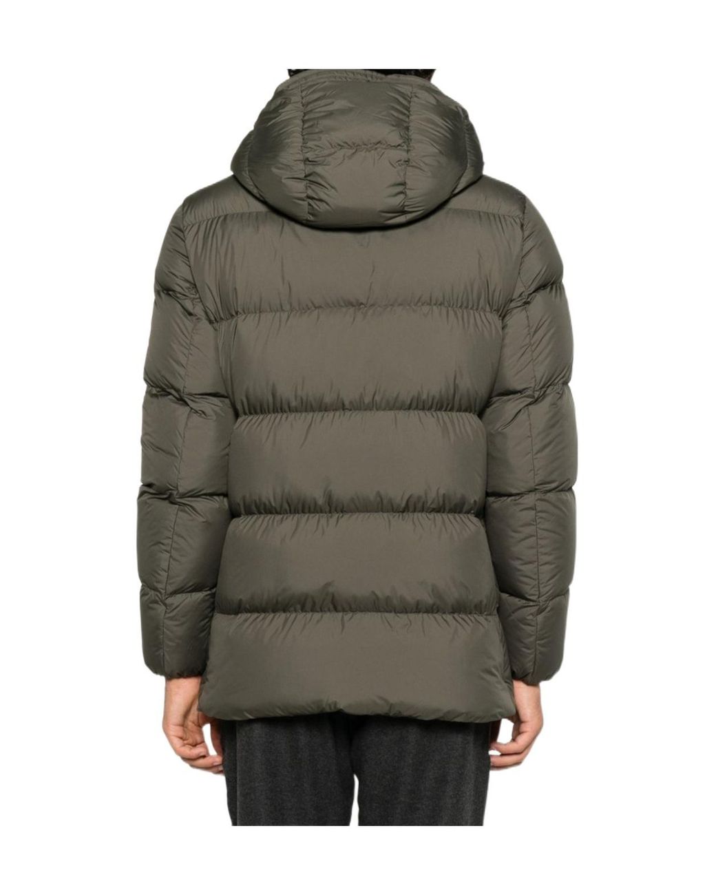 Woolrich Green Hooded Quilted Down Jacket for men