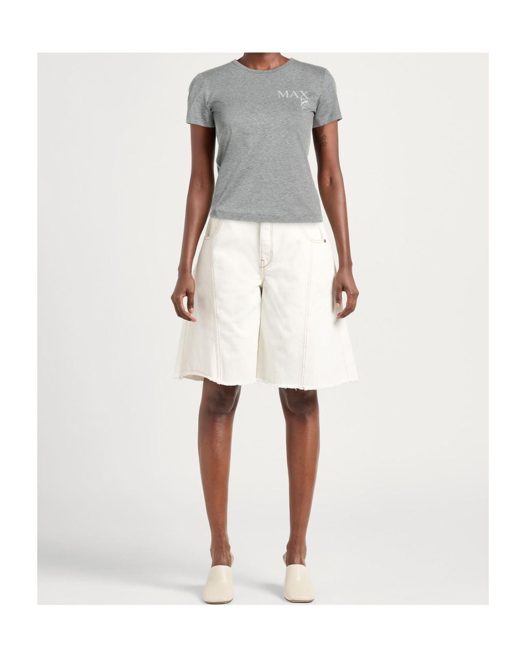 MAX&Co. Gray Logo Crew Neck T-Shirt