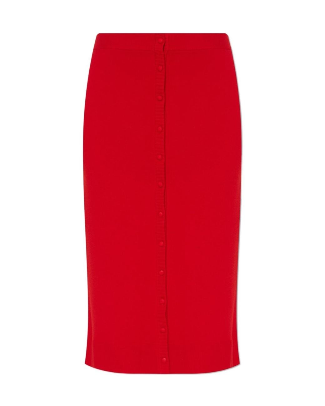 Victoria Beckham Red Button Detailed Midi Skirt