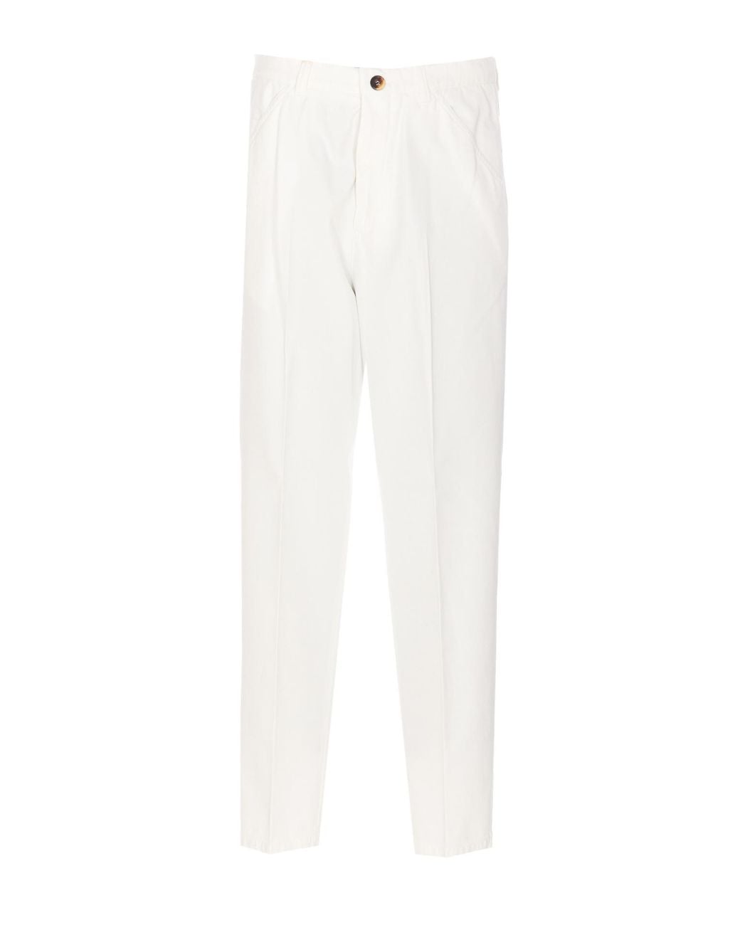 Brunello Cucinelli White Straight-Leg Twill Gabardine Trousers for men