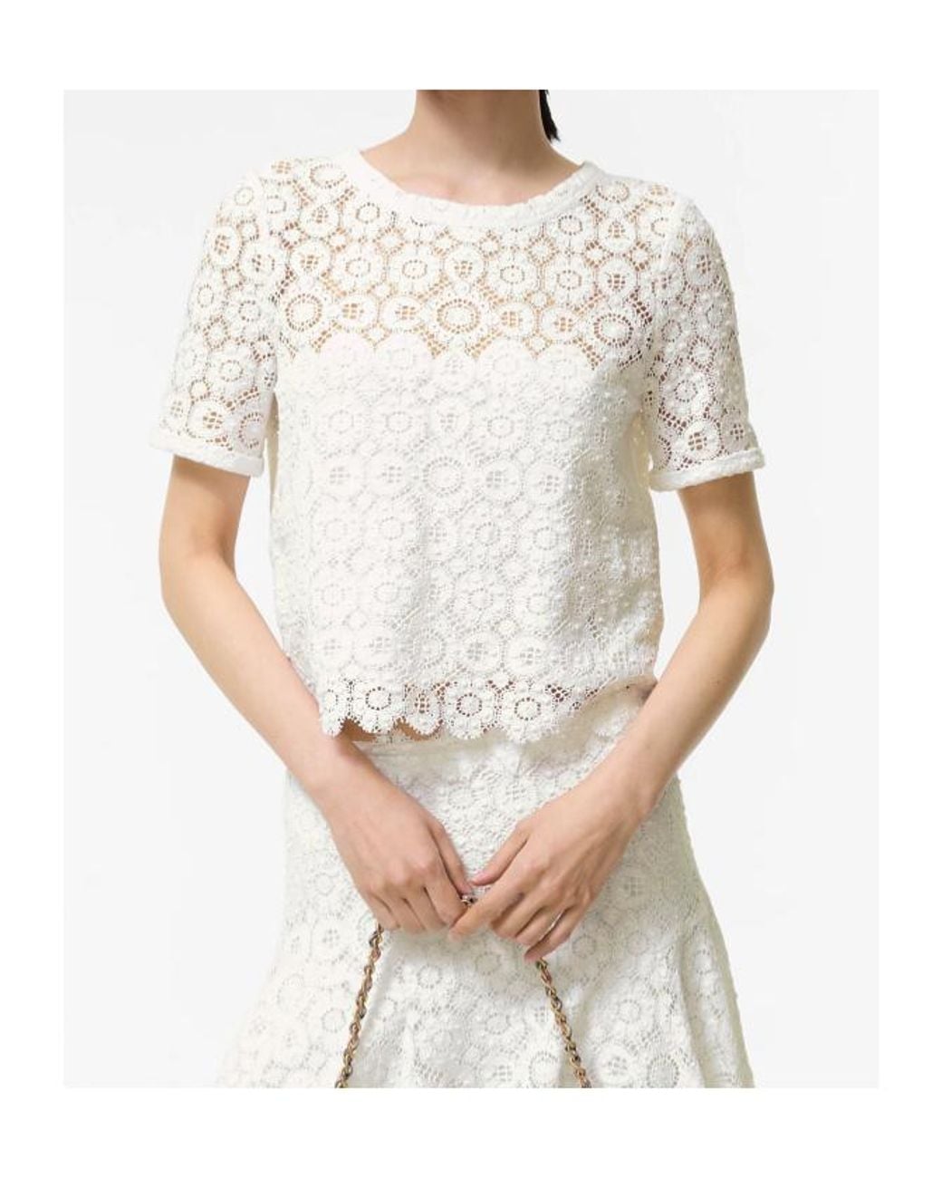 Burberry White Floral Lace Blouse