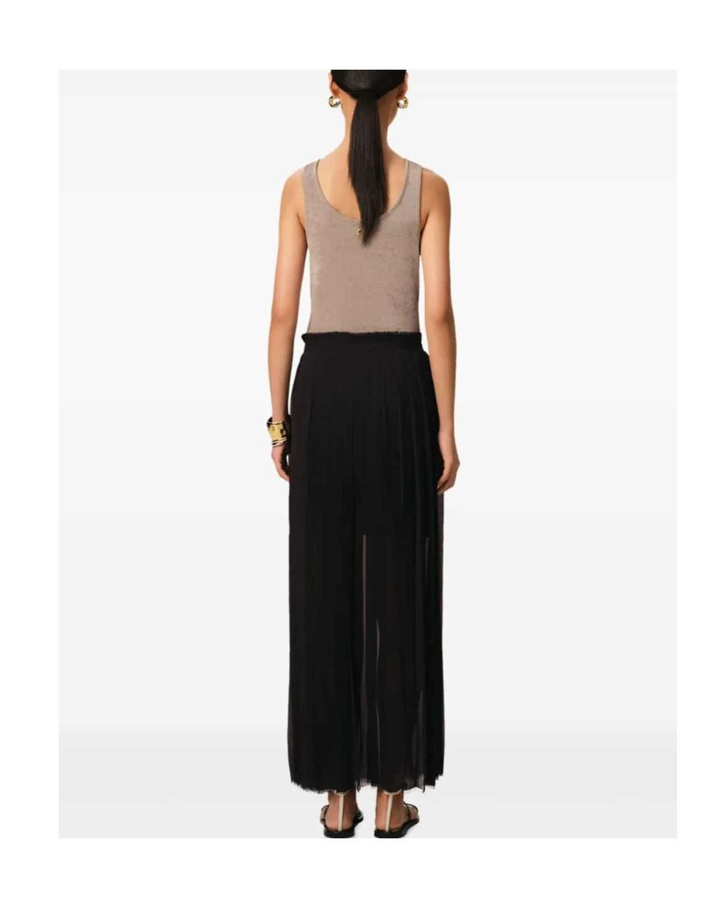 AMI Black Pleated Maxi Skirt