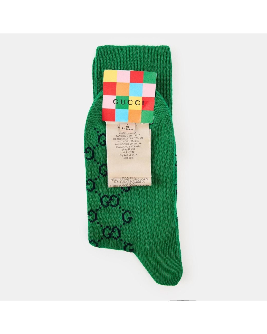 Gucci Green Logo Ribbed Socks
