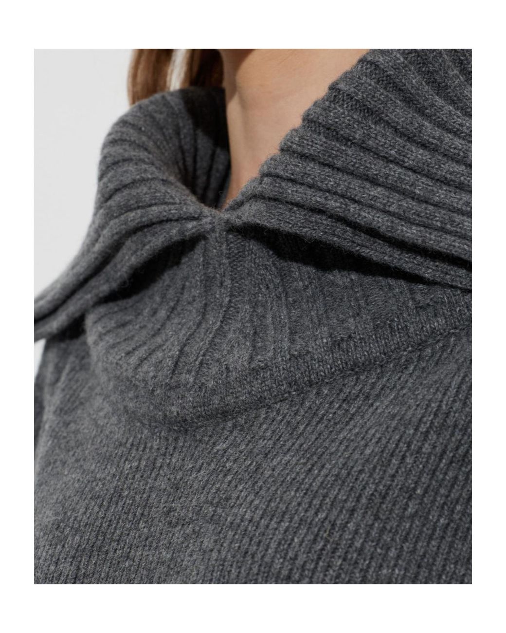 Victoria Beckham Gray Wide Collar Knitted Sweater