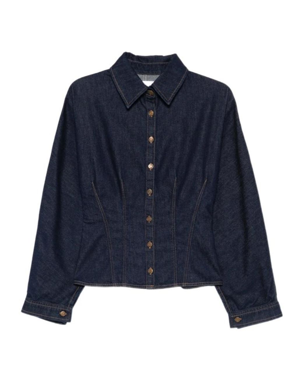 Agolde Blue Button Fastening Shirt With Point Collar