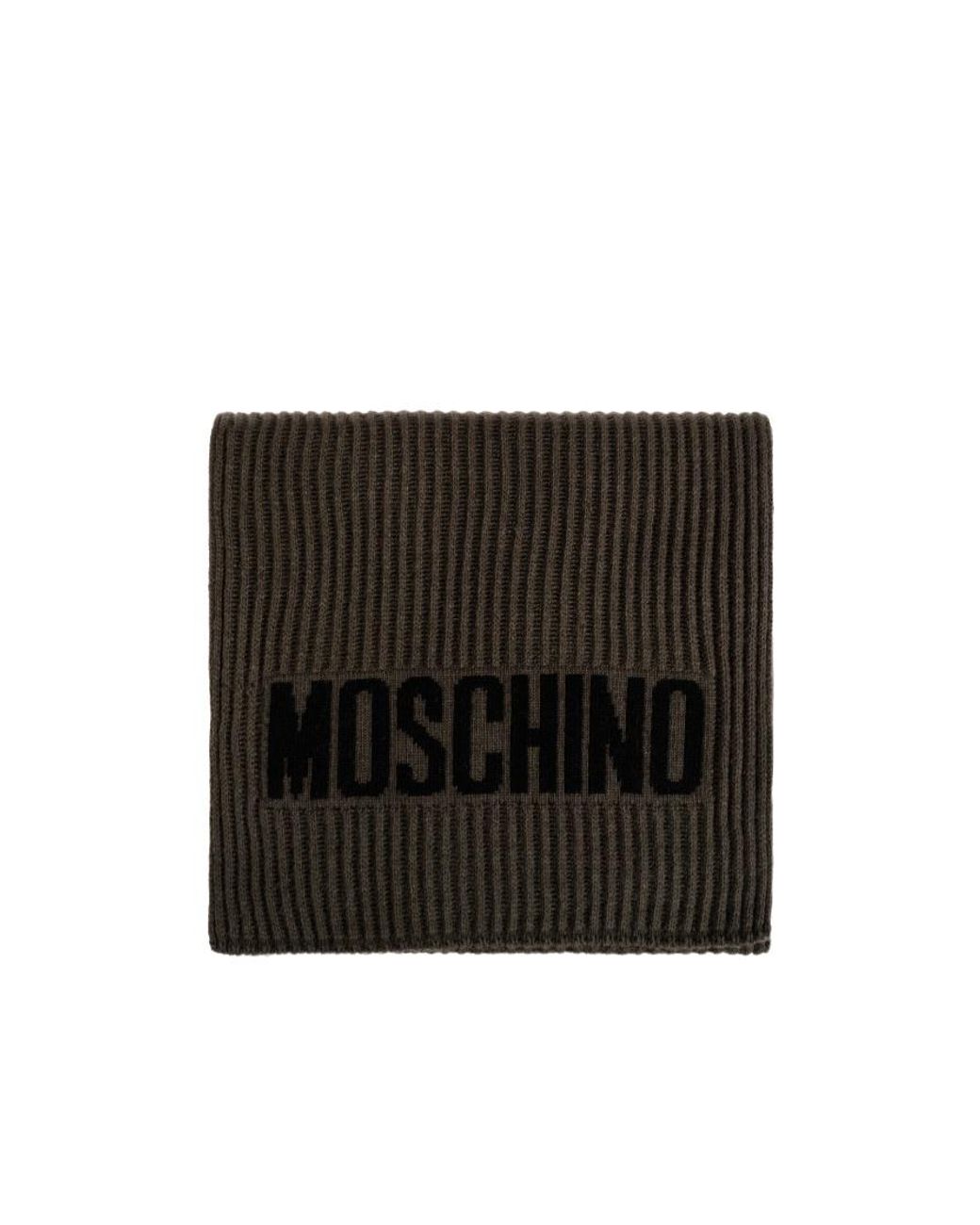 Moschino Black Logo-Intarsia Ribbed-Knit Scarf for men