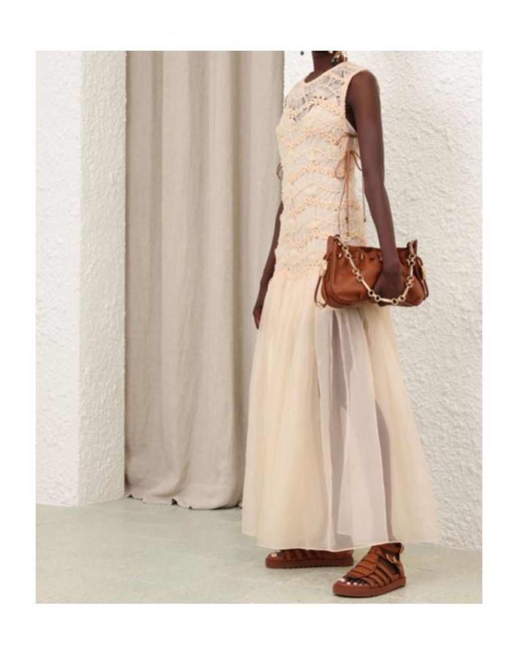 Zimmermann Natural Illuminate Macrame Maxi Dress