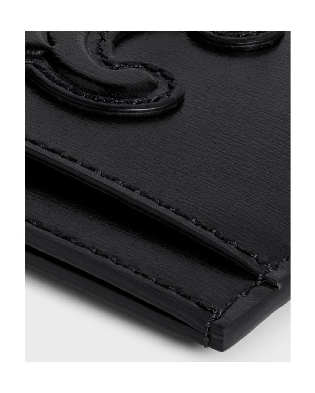 Céline Black Card Holder Cuir Triomphe